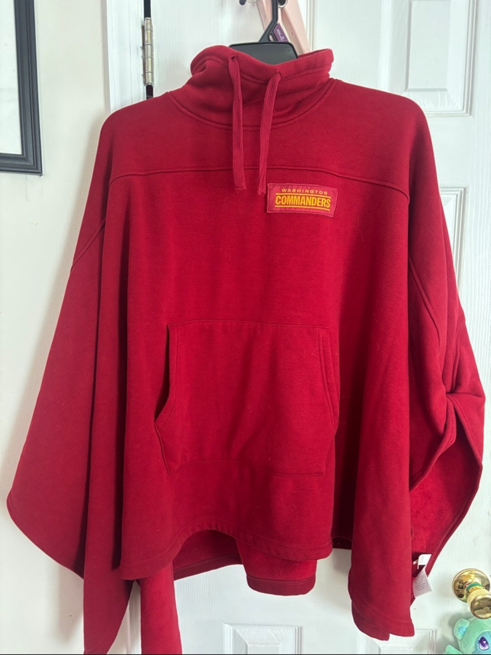 Women's Oversized Washington Commanders Neck Pullover Poncho Style Sweater